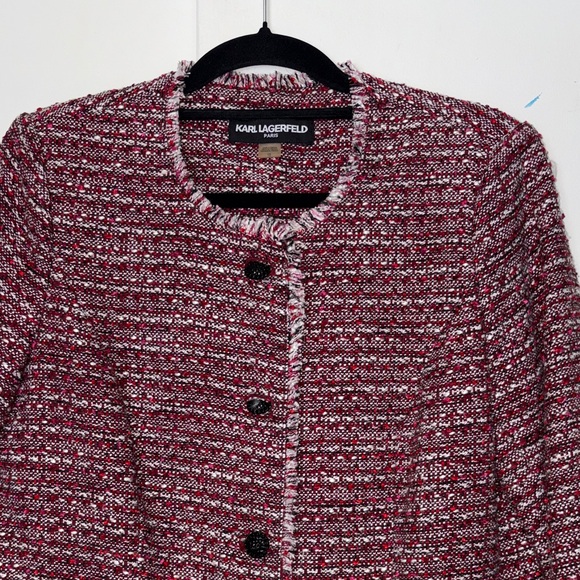 Karl Lagerfeld Maroon Textured Blazer - Picture 3 of 15